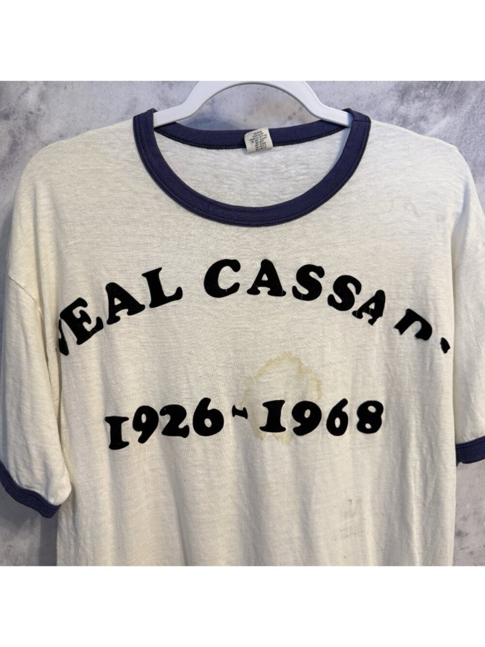 Vintage 70s Neal Cassady Ringer T Shirt White Memorial Tee Mens XL USA